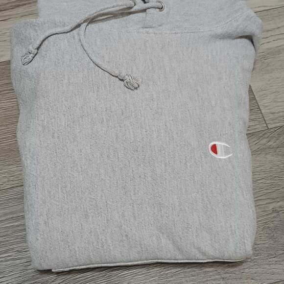 Men's Champion White Reverse Weave Small Hoodie Inside Fleece - Picture 4 of 6
